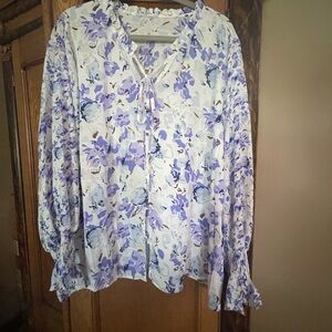 Floral Women's Top - Purple and White